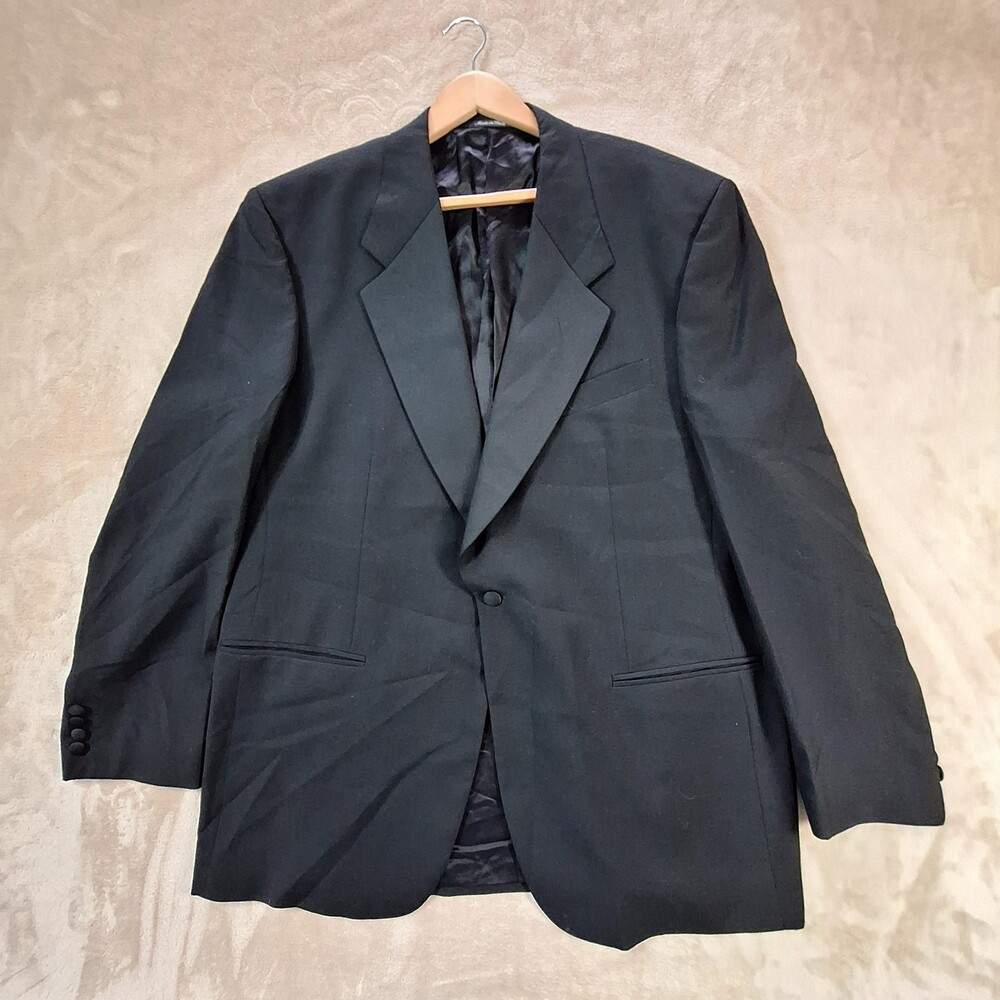 Miltons Tuxedo Jacket Blazer Mens Black Merino Wool One Button Made in Italy